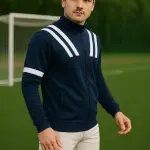 Black Lycra Blend Polyester Zipper Solid Full Sleeve Sports Jacket For Men