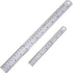 Stainless Steel Ruler Set, 30 cm and 15 cm, Imperial and Metric Measurements, Pack of 2