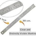 Stainless Steel Ruler Set, 30 cm and 15 cm, Imperial and Metric Measurements, Pack of 2