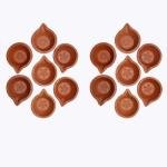 Traditional Clay Oil Lamp , 14 Pieces, Brown Agal Vilakku for Pooja, Temple, Home Decor