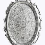 Design Decor Gallery Oval German Silver Plated Decorative Serving Tray Set, 14 Inch, 10 Inch, Floral Engraved Design, Gift for Diwali, Anniversary, House Warming, Birthday, Wedding
