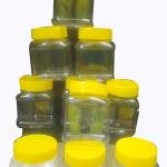 Kitchen Storage Containers, 200ml Transparent Plastic Jars with Yellow Lids, Air Tight, Set of 10