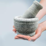 Cooker&Mixer Stone Pestle and Mortar Set, 10.2 cm, Traditional Grinding Tool, Small Compact Size