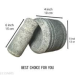 Cooker&Mixer Stone Pestle and Mortar Set, 10.2 cm, Traditional Grinding Tool, Small Compact Size