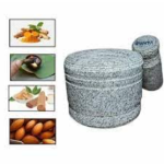 Cooker&Mixer Stone Pestle and Mortar Set, 10.2 cm, Traditional Grinding Tool, Small Compact Size