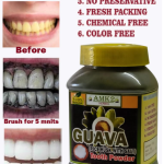 AMK Herbal GUAVA Tooth Powder with Rice Husk and Salt, 100% Natural, Chemical-Free, 200g