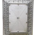 German Silver Rectangle Serving Tray with Designer Fancy Floral Pattern, 30 cm x 22 cm