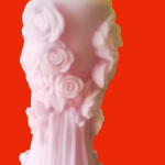 Rose Pillar Candle, Pink, Floral Sculpture, Home Decor, Wedding, Anniversary, Birthday, Table Centerpiece, Pack of 1
