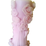 Rose Pillar Candle, Pink, Floral Sculpture, Home Decor, Wedding, Anniversary, Birthday, Table Centerpiece, Pack of 1