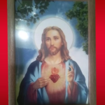 Sacred Heart of jesus Photo Frame, Wooden with Glass, Laminated, Wall Hanging, 5x7 Inch