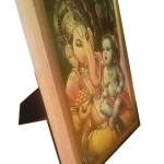 Ganesh Ji with Baby Krishna Photo Frame, Wooden Frame with Glass and Lamination, Wall Decor, 5x7 Inch