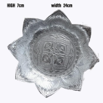 German Silver Coated Pooja Bowl, Prasad Bowl, Archanai Plate for Temple, Floral Embossed Design
