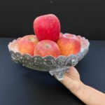 German Silver Coated Pooja Bowl, Prasad Bowl, Archanai Plate for Temple, Floral Embossed Design