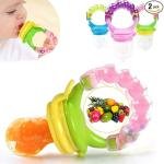 Pack of 2 Silicone Baby Rattle Nibbler – Fruit Feeder with Handle