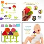 Baby Teething Fruit Shape Toy for 0-12 Months, 3Piece Bpa Free Silicone Soothing Teether Soft & Safe Gum Relief Toy