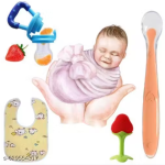 Baby Dining & Teething Set | Feeder, Spoon, Bib & Teether