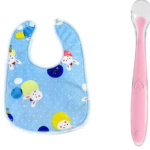 Baby Bib with Silicone Spoon Set