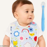 Baby Bib with Silicone Spoon Set