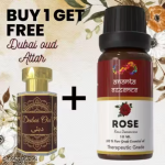 Rose Essential Oil for Aromatherapy & Home Fragrance with Free Dubai Oud Attar