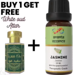 Jasmine Essential Oil for Aromatherapy & Home Fragrance with Free White Oud Attar