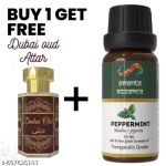 Peppermint Essential Oil for Aromatherapy & Home Fragrance with Free Dubai Oud Attar
