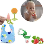 Baby Feeding & Teething Essentials | Bib + Feeder + Teether