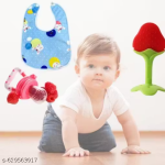 Baby Feeding & Teething Essentials | Bib + Feeder + Teether