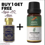 Lemongrass Essential Oil for Aromatherapy & Home Fragrance with Free Aqua Attar