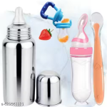 Baby Feeding Baby Feeding Combo | Spoon Bottle, Steel Bottle, Fruit Feeder & Spoon Accessories