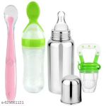 Baby Feeding Baby Feeding Combo | Spoon Bottle, Steel Bottle, Fruit Feeder & Spoon Accessories