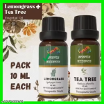 Lemongrass & Tea Tree Essential Oil Combo for Aromatherapy & Home Fragrance | Essential Oils for Diffuser & Soap Making