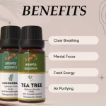 Lemongrass & Tea Tree Essential Oil Combo for Aromatherapy & Home Fragrance | Essential Oils for Diffuser & Soap Making
