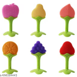 Pack of 3 Fruit Pattern Silicone Teether for Baby Gums
