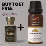 Sandalwood Essential Oil for Aromatherapy & Home Fragrance with Free Aura Attar | Essential Oil for Diffuser & Soap Making | Sandalwood Aroma Oil | 10 ml
