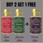 Rose & Jasmine Attar Combo with Free Orchid Attar | Alcohol-Free Perfume Oil | Floral & Elegant Fragrance | 6 ml