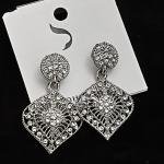 Silver Filigree Diamond-Shaped Drop Earrings