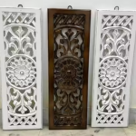 Wall Décor Panel Home Living Room Bedroom Decoration Panel, Antique White And Brown Panel, 24x8 Inch