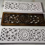 Wall Décor Panel Home Living Room Bedroom Decoration Panel, Antique White And Brown Panel, 24x8 Inch