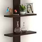 Wooden Wall Mounted Shelf with Single Stand (4 Shelves)