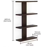 Wooden Wall Mounted Shelf with Single Stand (4 Shelves)