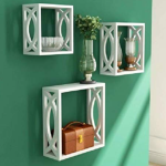 Wooden Wall Shelves Set | Decorative Floating Wall Rack | Open Shelf Design for Home Décor, Living Room & Bedroom