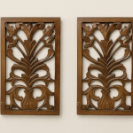 HANDICRAFT Wooden Panel, Wall Mounted Wooden Panel For Home Decor Set Of 2 Piece | Natural Brown Wall Hanging