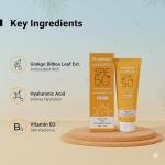 Prominent Sunscreen SPF 50 with Ginkgo Bilboa, Hyaluronic Acid & Vitamin B3 for UVA UVB Protection, Paraben Free, Vegan - 50gm