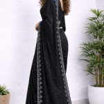 Elegant Black Embroidered Party Wear Saree