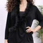 Faux Fur-Trimmed Open-Front Shrug