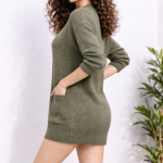 Olive Green Longline Cardigan Sweater