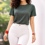 Women's Metallic Lurex Knit Crew Neck Top