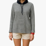 Casual Striped Hooded Long Sleeve Pullover, Black and White Stripes, Cotton Blend, Drawstring Hood XL Size