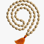 Baijanti Mala Prayer Beads, 108 Beads with Orange Tassel, Traditional Meditation and Pooja Necklace