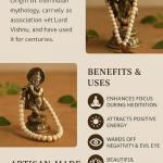 Baijanti Mala Prayer Beads, 108 Beads with Orange Tassel, Traditional Meditation and Pooja Necklace